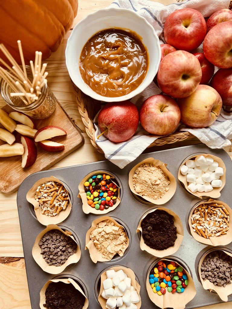 Caramel Apple Toppings: An Easy Fall Appetizer Board Idea